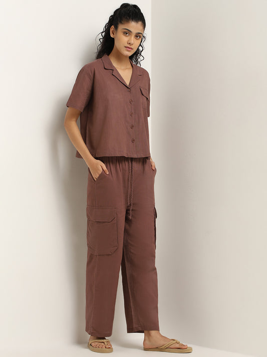 Superstar Taupe Wide-Leg High-Rise Cargo Pants