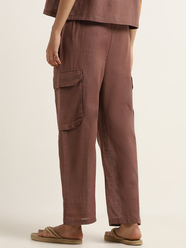 Superstar Taupe Wide-Leg High-Rise Cargo Pants