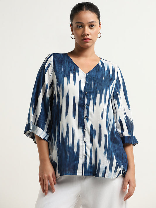 Gia Blue Abstract Printed Blouse
