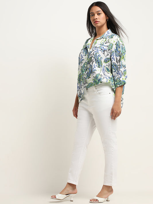 Gia White Mid Rise Skinny Fit Jeans