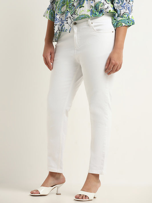 Gia White Mid Rise Skinny Fit Jeans