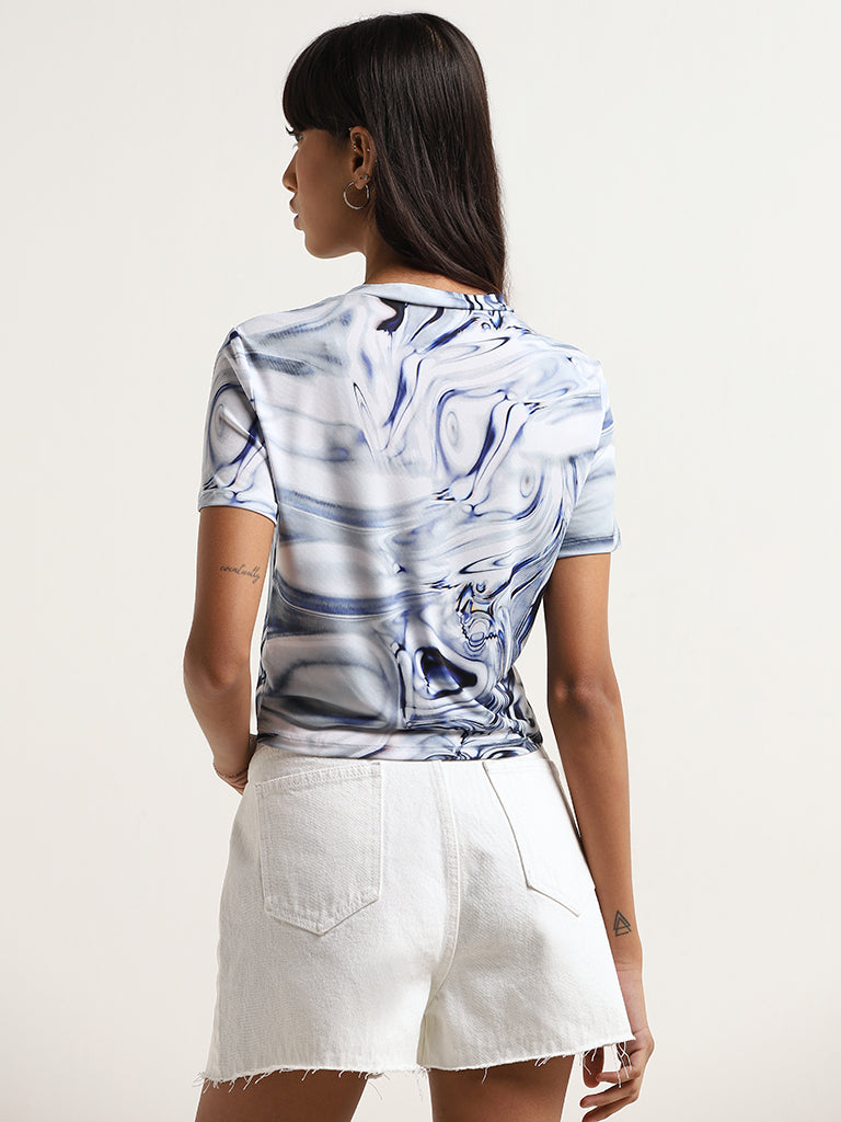 Nuon Blue Marble Print Top