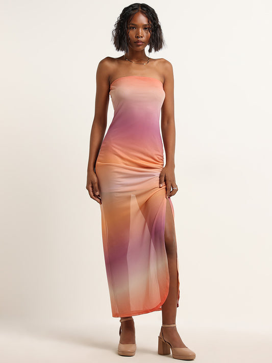 Nuon Orange Ombre Design Tube Dress