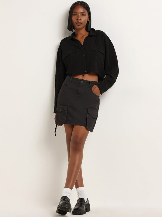 Nuon Black Cargo-Style Mid Rise Skirt