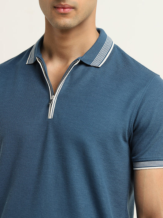 WES Casuals Teal Slim-Fit Polo T-Shirt