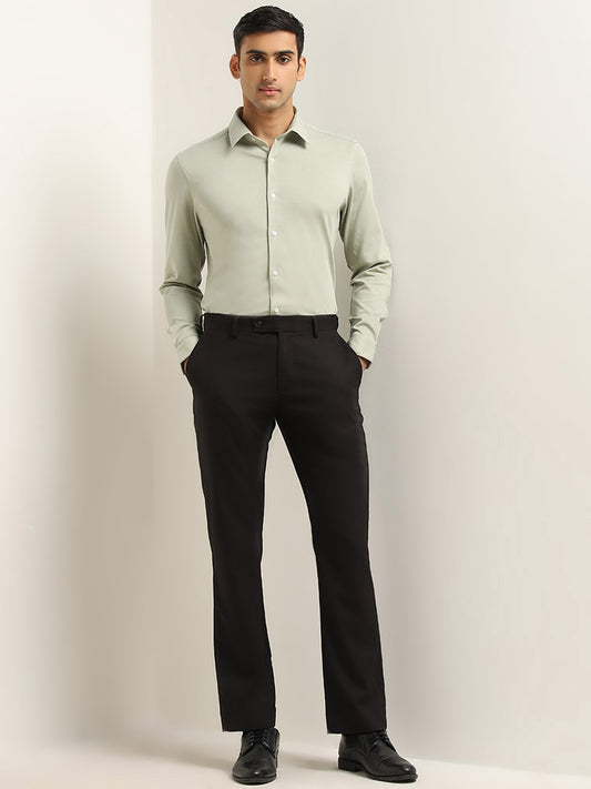 WES Formals Light Sage Slim-Fit Shirt