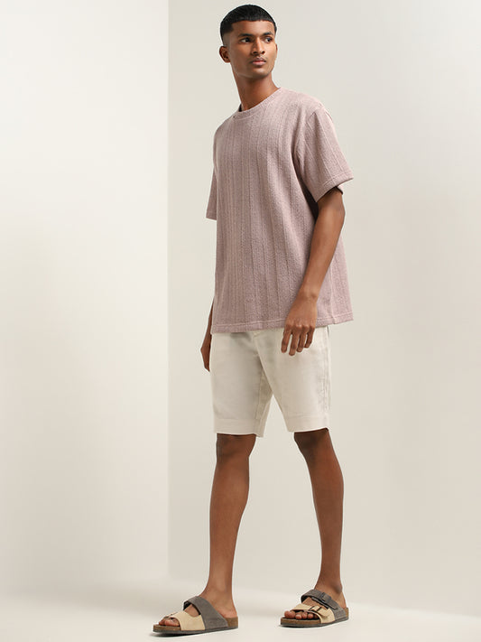 ETA Dusty Pink Relaxed Fit Striped T-Shirt
