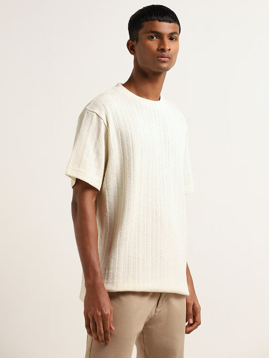 ETA Off-White Knitted Slim Fit T-Shirt