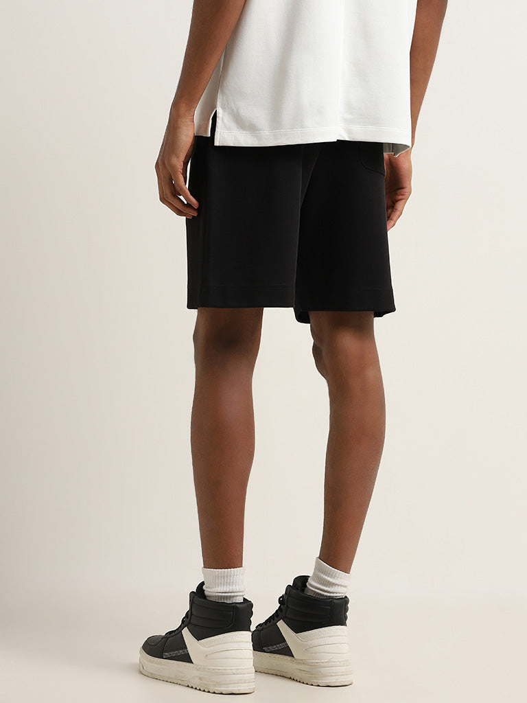 Studiofit Black Relaxed Fit Mid Rise Shorts