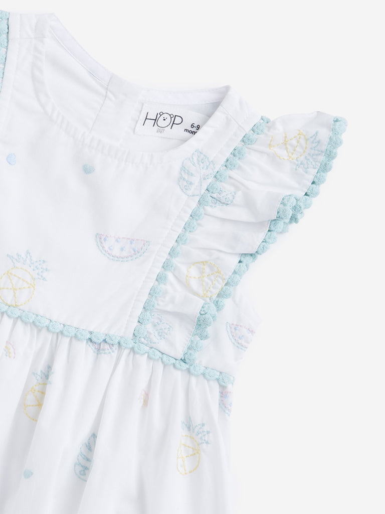 HOP Baby White Printed A-line Dress