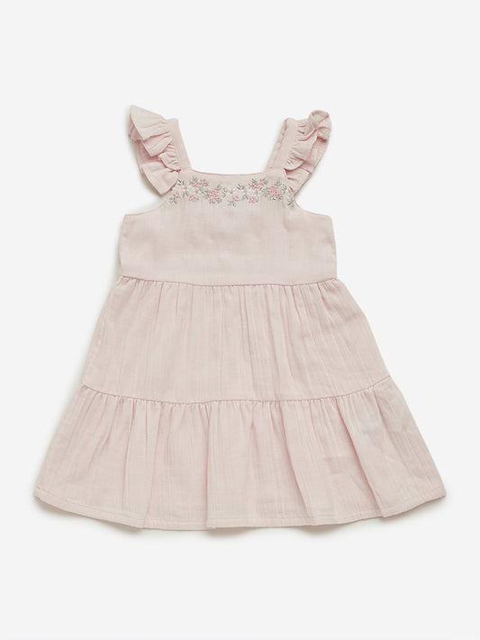 HOP Baby Light Pink Floral Design Tiered Dress