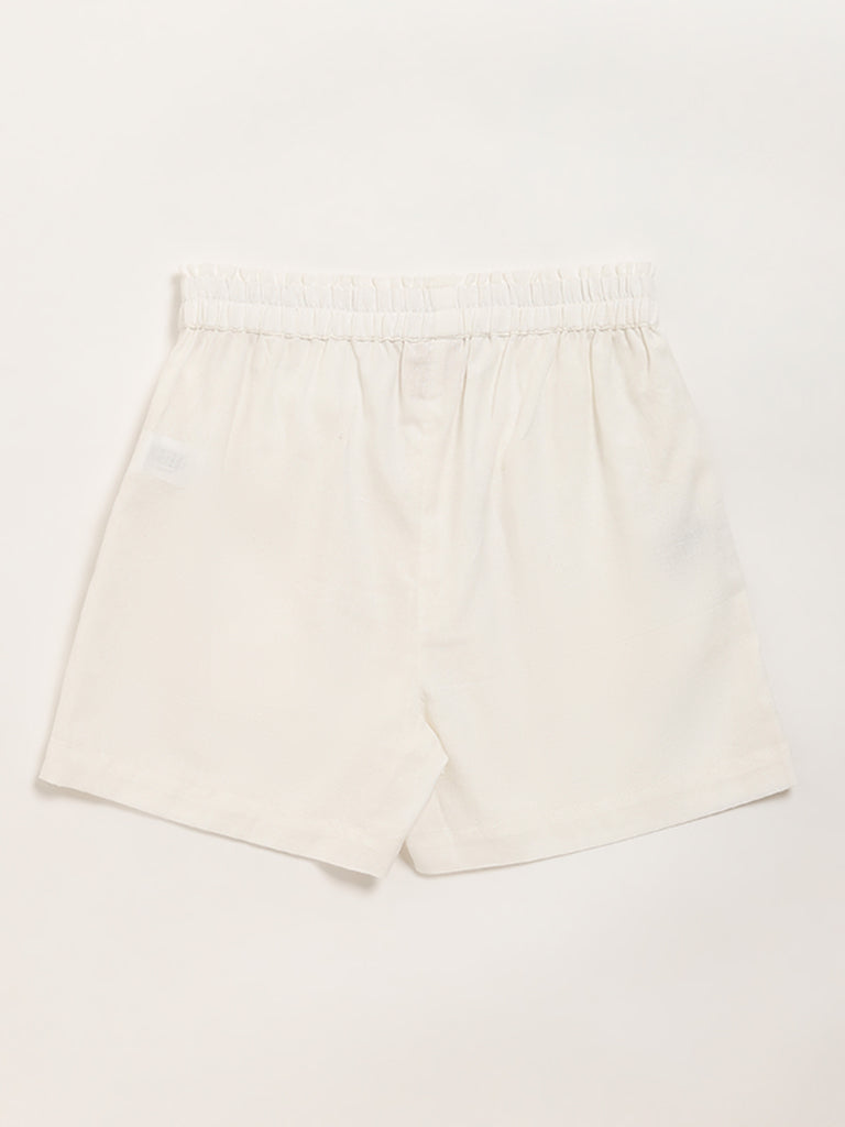 Utsa Kids White Solid Mid Rise Shorts (8 -14yrs)