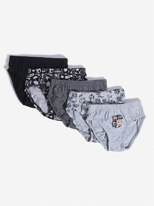 HOP Kids Multicolour Printed Briefs - Pack of 5