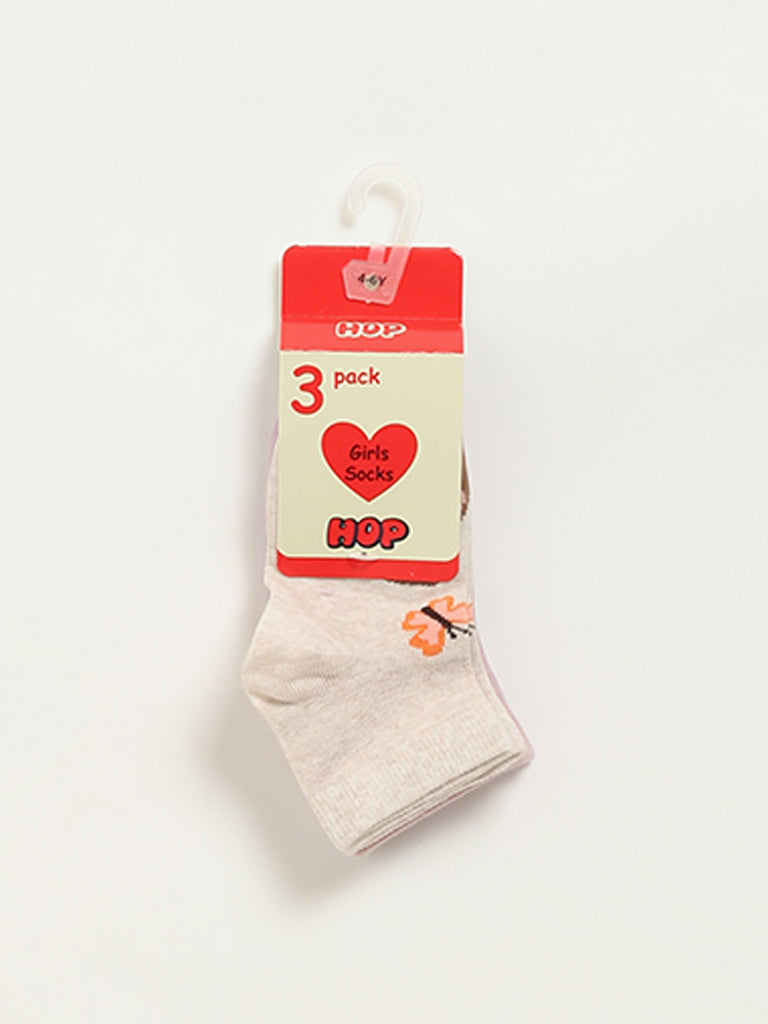 HOP Kids Multicolour Printed Socks - Pack of 3