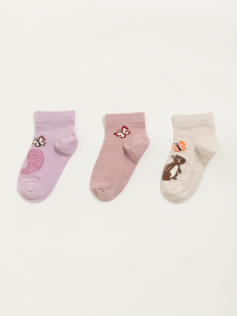 HOP Kids Multicolour Printed Socks - Pack of 3