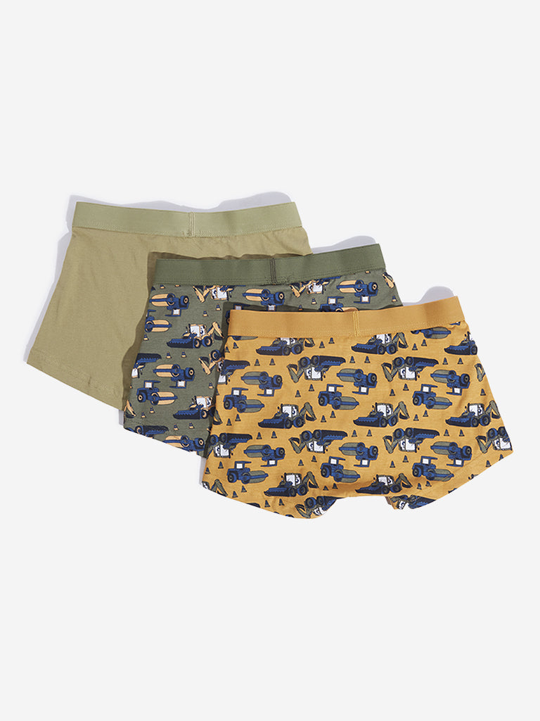 Y&F Kids Multicolour Printed Trunks - Pack of 3