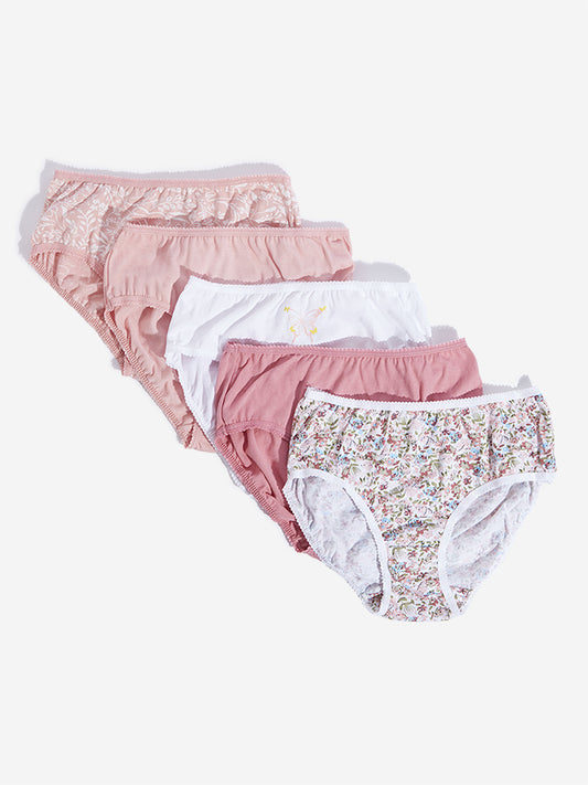 Y&F Kids Multicolour Floral Print Briefs - Pack of 5