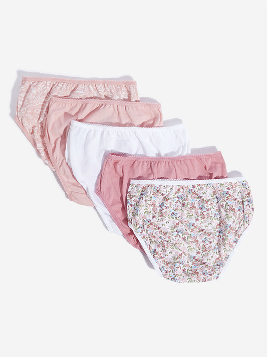 Y&F Kids Multicolour Floral Print Briefs - Pack of 5