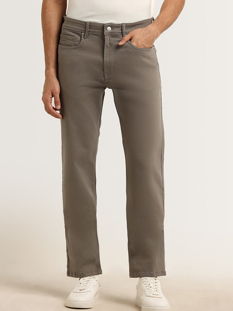 Ascot Dusty Olive Mid Rise Cotton Blend Relaxed Fit Chinos