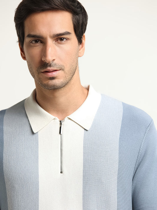 Ascot Blue Striped Relaxed Fit T-Shirt