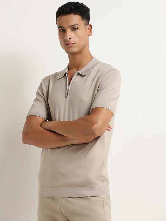 Ascot Beige Colorblock Relaxed Fit T-Shirt