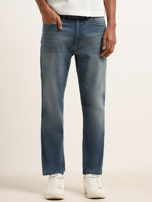 Nuon Blue Faded Slim Fit Mid Rise Jeans