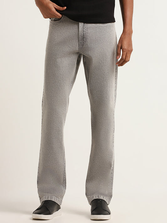 Nuon Faded Grey Straight-Leg Mid-Rise Jeans