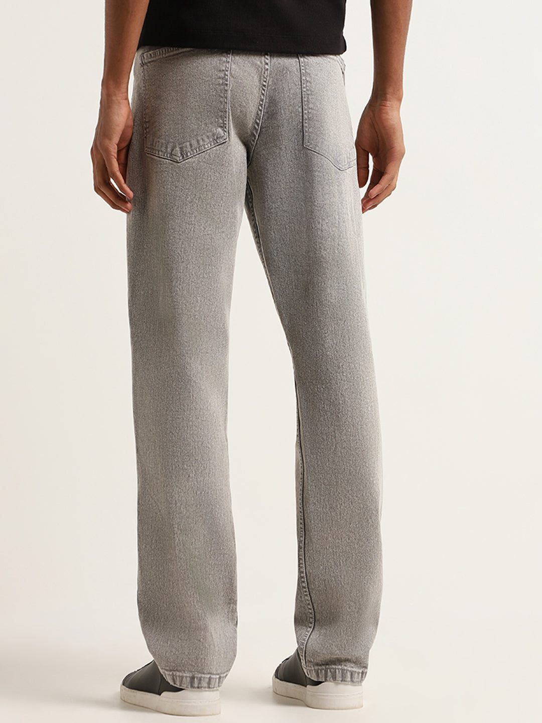 Nuon Faded Grey Straight-Leg Mid-Rise Jeans