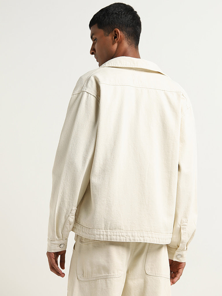 Nuon Off-White Relaxed Fit Denim Jacket