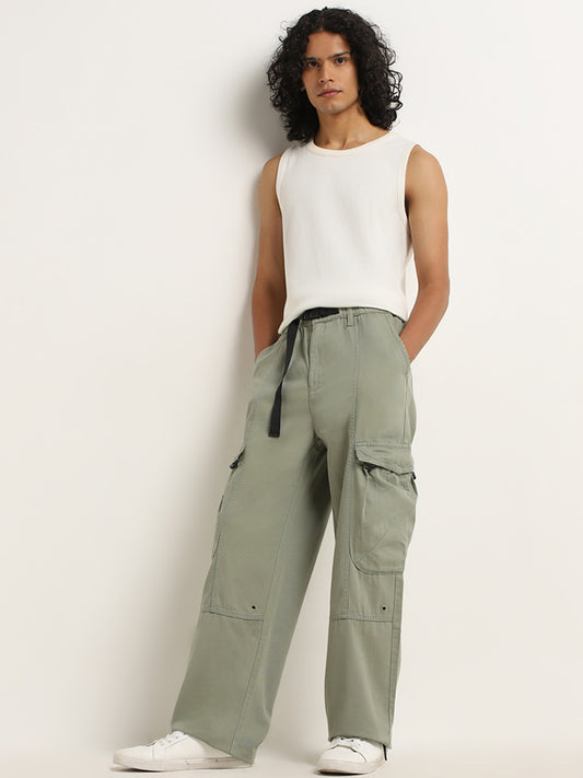 Nuon Sage Mid-Rise Relaxed-Fit Cotton Chinos