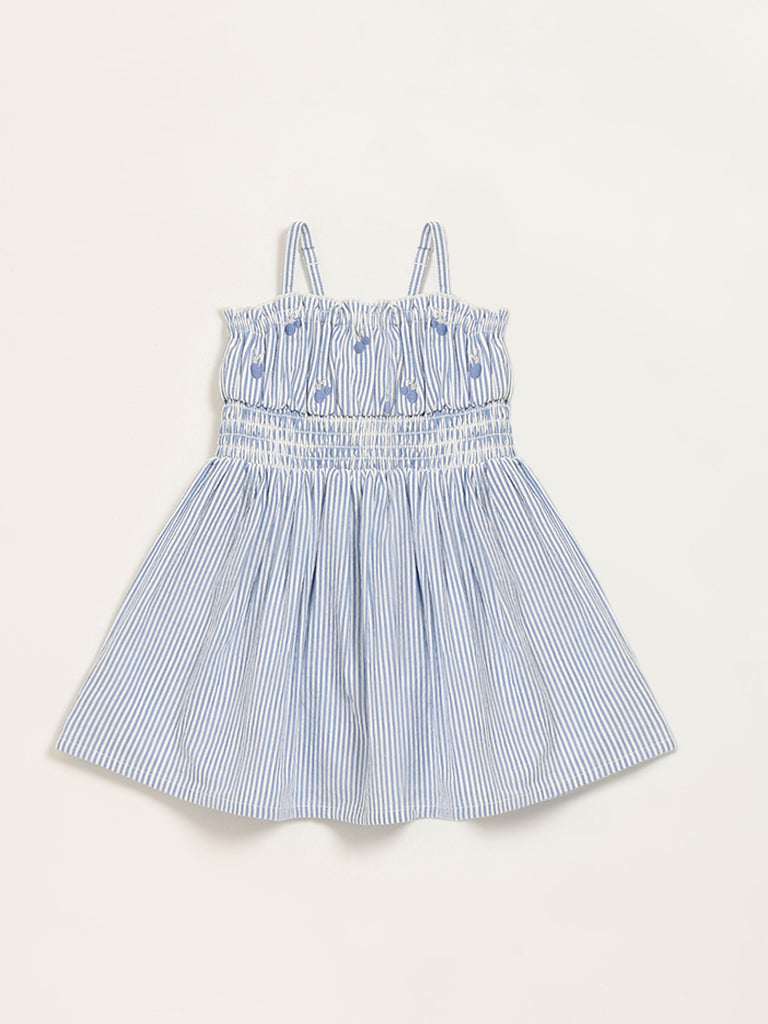 HOP Baby Blue Smocked A-Line Dress