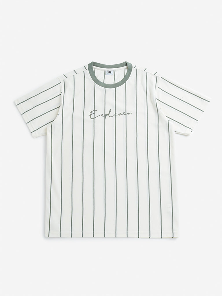 Y&F Kids Off-White Striped T-Shirt