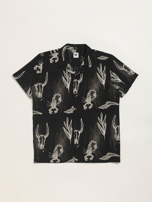 Y&F Kids Black Animal Print Shirt