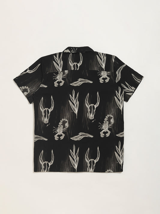 Y&F Kids Black Animal Print Shirt