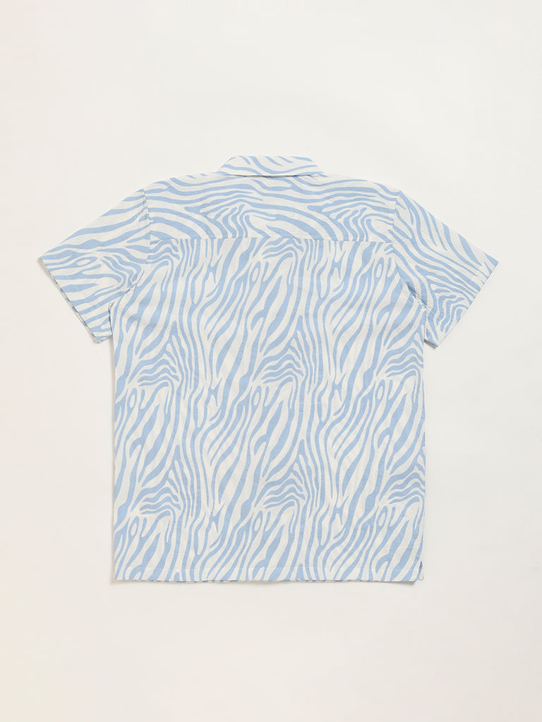 Y&F Kids Blue Zebra Print Shirt