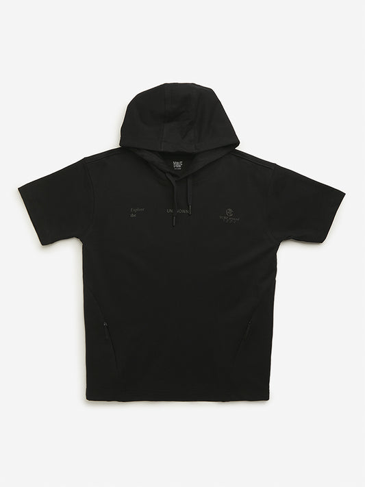 Y&F Kids Black Hooded T-Shirt
