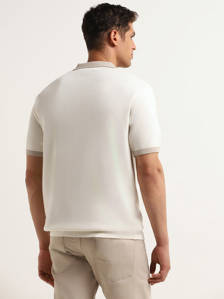 Ascot Off-White Ribbed Relaxed Fit T-Shirt
