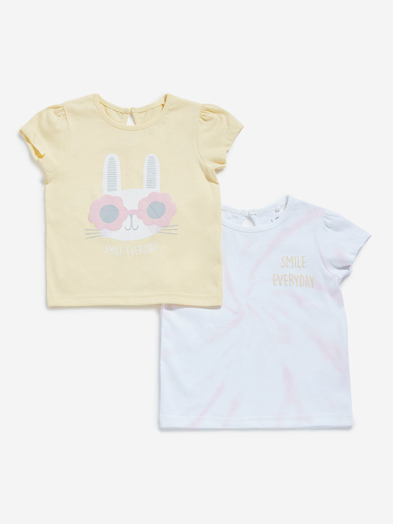 HOP Baby White & Yellow T-Shirts - Pack of 2
