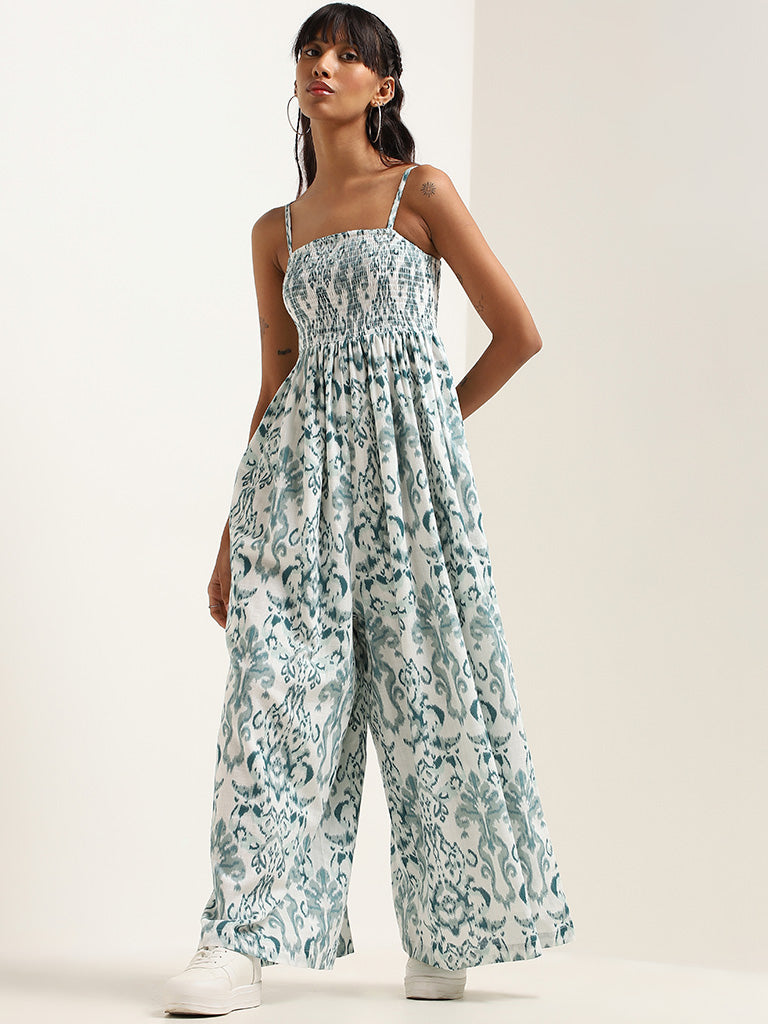 Bombay Paisley Teal Printed Cotton Jumpsuit