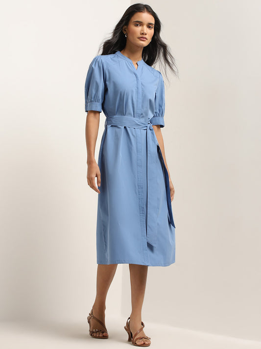 Wardrobe Blue Straight Dress with Belt