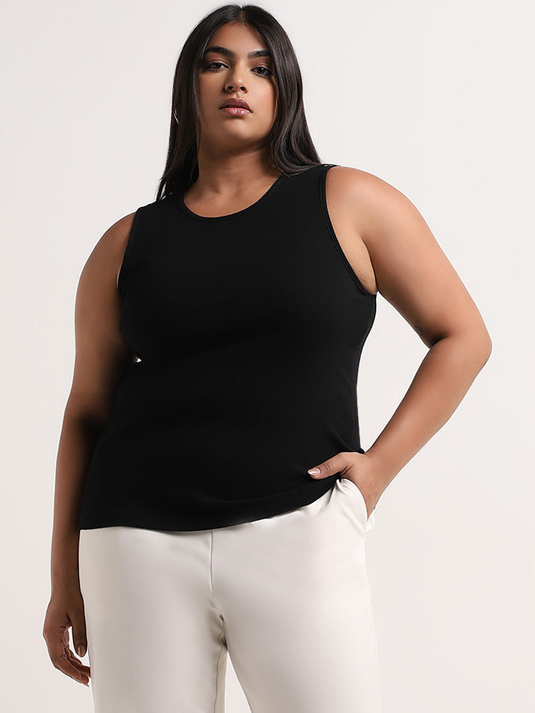Buy Gia Black Ribbed Tank Top from Westside