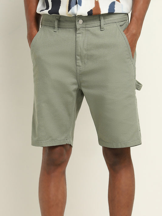 Nuon Sage Slim-Fit Solid Cotton Shorts
