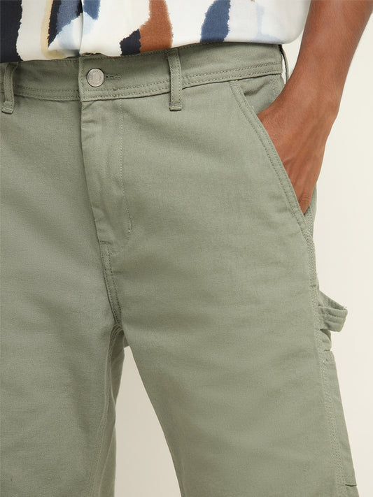 Nuon Sage Slim-Fit Solid Cotton Shorts