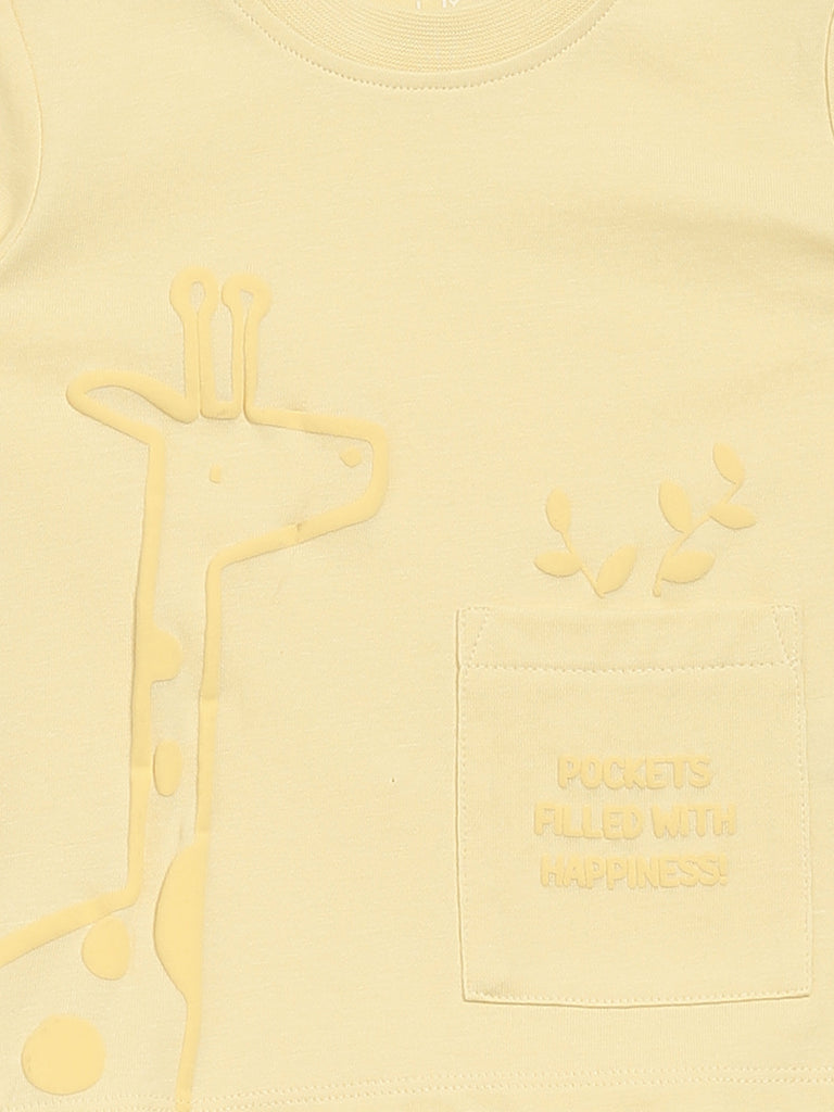 HOP Baby Multicolour Giraffe Printed T-Shirt - Pack of 2