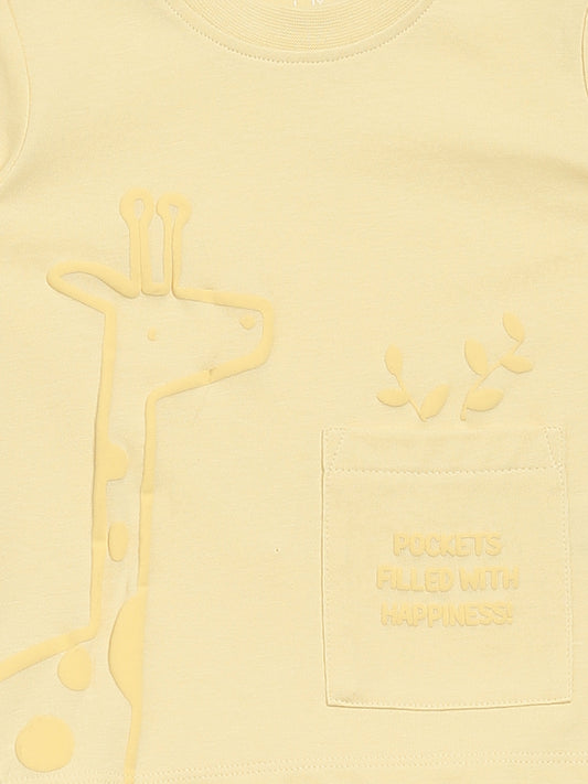 HOP Baby Multicolour Giraffe Printed T-Shirt - Pack of 2