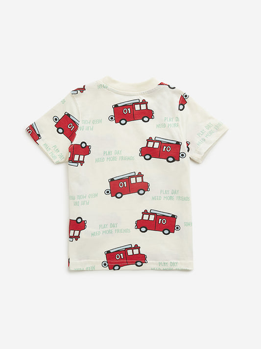 HOP Kids Off-White Bus Printed T-Shirt