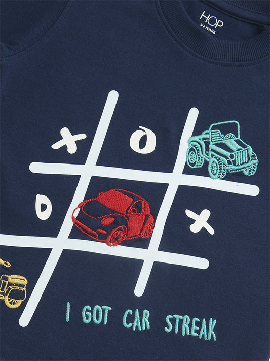 HOP Kids Navy Tic-Tac-Toe Design T-Shirt