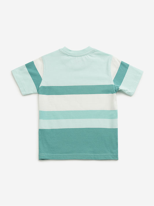 HOP Kids Teal Colour-Blocked T-Shirt