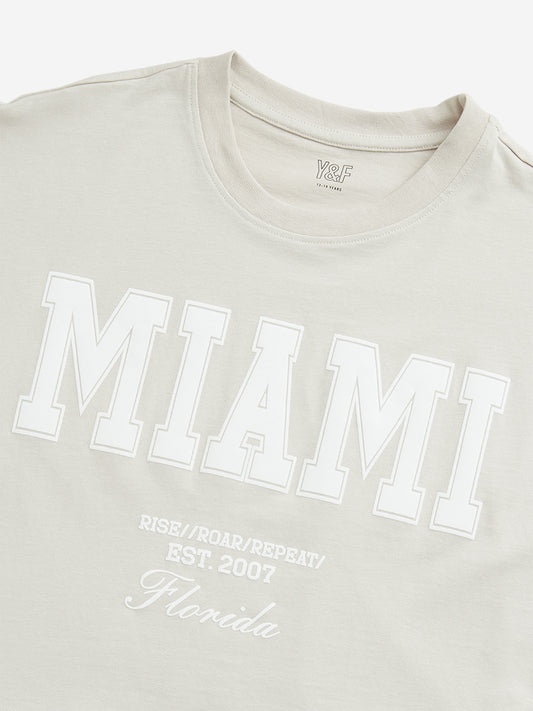 Y&F Kids Light Lilac Text Design Crop T-Shirt