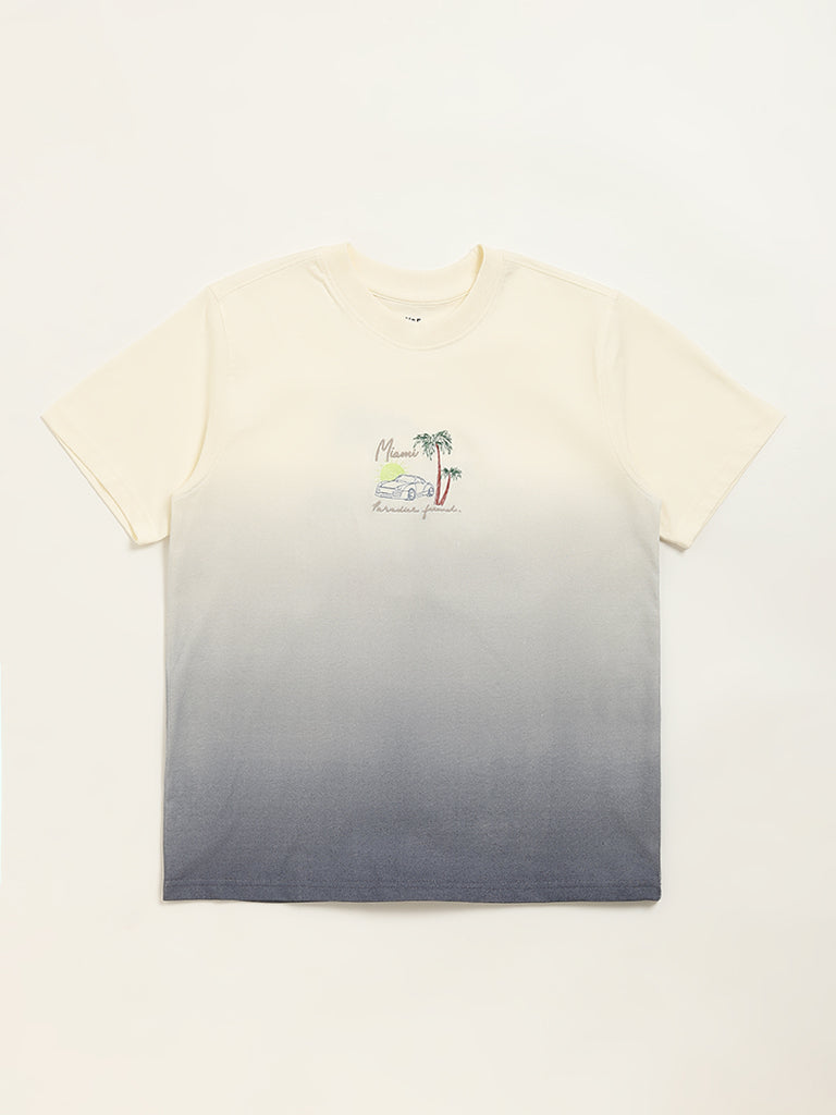 Y&F Kids Off-White Ombre Design T-Shirt